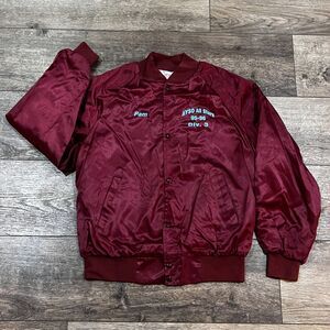 Vintage WestArk Victorville Coyotes AYSO Red Satin Soccer Jacket Pam Made in USA